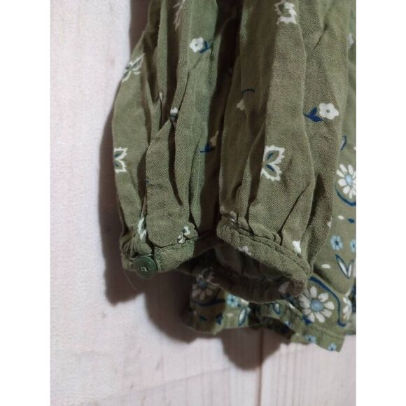 Old Navy Shirt Ladies Large Green Pink Floral Long Sleeve VNECK Light Weight Boh - Picture 5 of 7